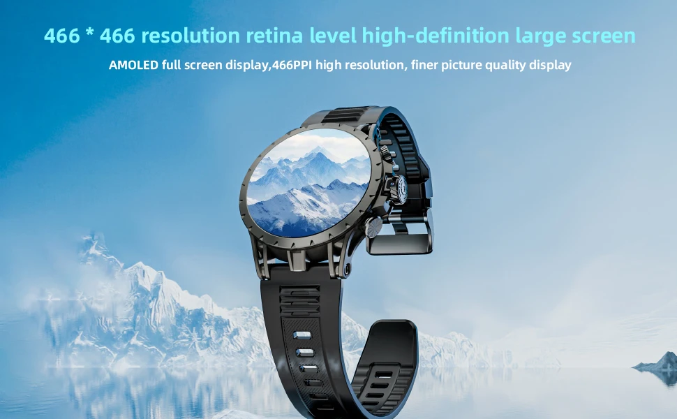 LOKMAT APPLLP 4 Android Smart Watch Phone AMOLED Screen Rotating Camera 4G Phone Calls Watch Wifi Video Calls Fitness Tracker
