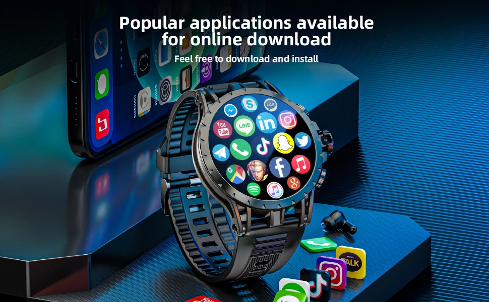 LOKMAT APPLLP 4 Android Smart Watch Phone AMOLED Screen Rotating Camera 4G Phone Calls Watch Wifi Video Calls Fitness Tracker