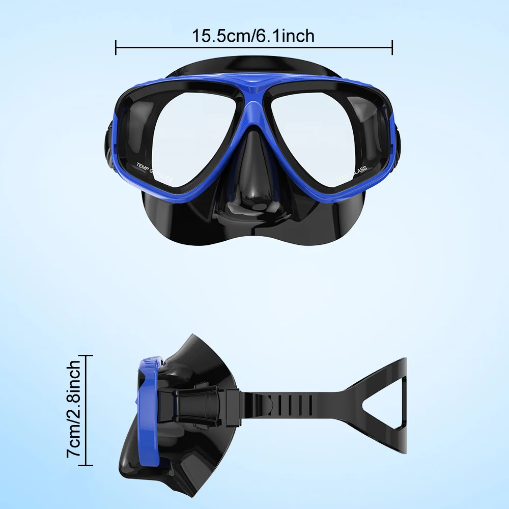 Scuba Optical Tempered Glasses Diving Mask Adults Myopia Swimming Googles Nearsighted Lenses Short-Sighted Silicone Skirt