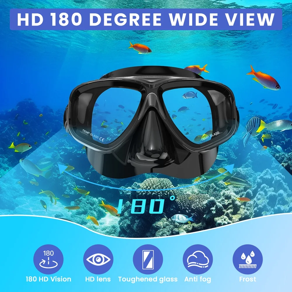 Scuba Optical Tempered Glasses Diving Mask Adults Myopia Swimming Googles Nearsighted Lenses Short-Sighted Silicone Skirt