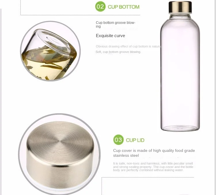 550ml Travel bottle Car ShatterProof Hand Portable Glass Water Bottle New Arrival Worldwide Store