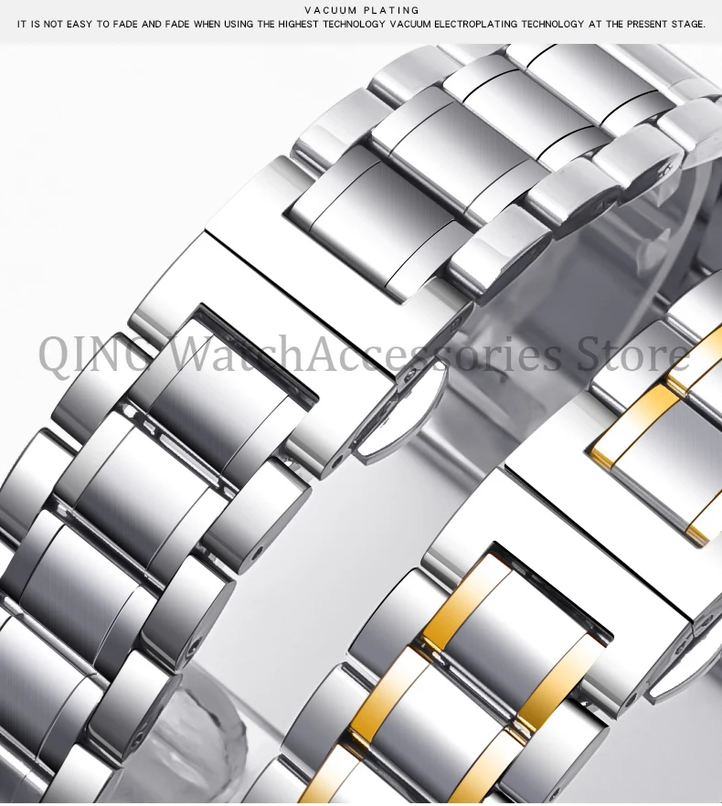 Arc Flat End Solid Stainless Steel Watchband for Tissot Butterfly Clasp Strap 12 13 14 15 16 17 18 19 20 21 22 23 24mm Universal