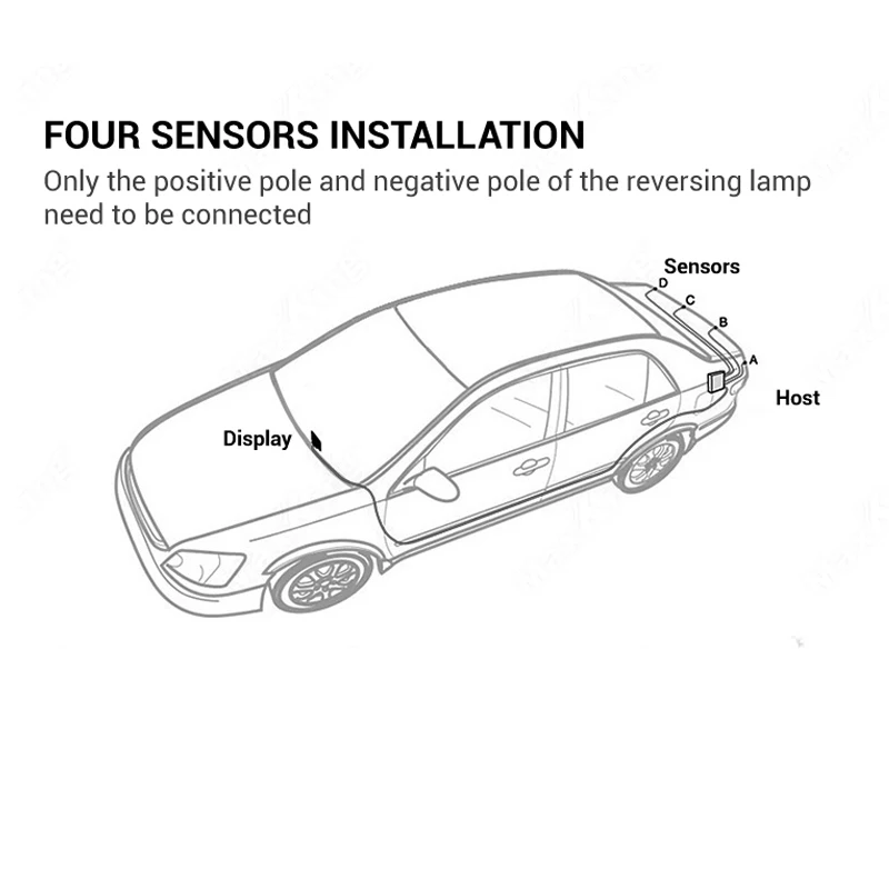 New LED Parking Sensor System Backlight Parktronic Monitor Display Kit Backup Detector Assistant 4 Probes