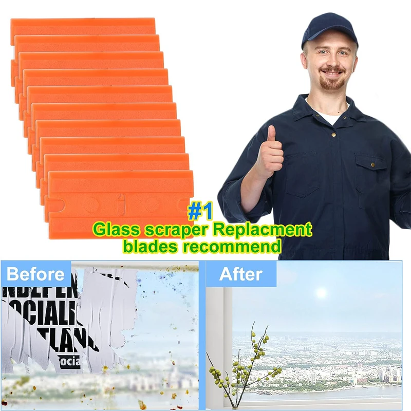 20Pcs Razor Scraper Blades Plastic Scraper Replacement for Car Sticker Remover Decals Window Glass Clean Scraper Glue Remover