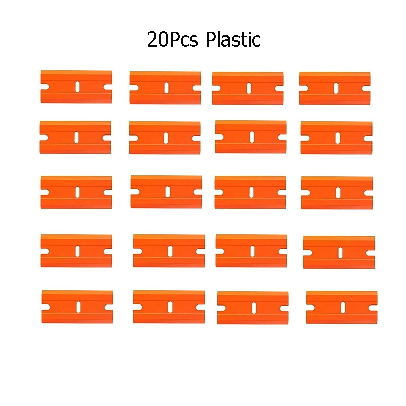 20Pcs Razor Scraper Blades Plastic Scraper Replacement for Car Sticker Remover Decals Window Glass Clean Scraper Glue Remover