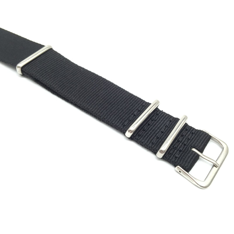 Black Nylon Strap for 16mm 18mm 20mm 22mm 24mm Watches Military Fabric Woven Nylon Strap
