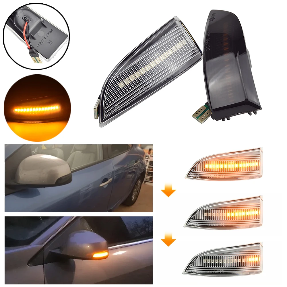 Dynamic Turn Signal Light LED Side Mirror Sequential Indicator Blinker For Renault Megane MK3 Scenic Fluence Latitude Laguna