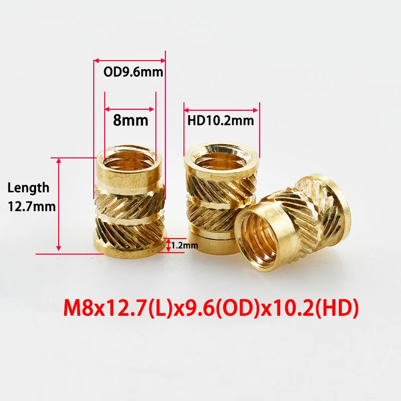 Copper Threaded Nut Inserts M2 M2.5 M3 M4 M5 M6 M8 Notebook 3D Print Flange T-Nuts Knurled Thread Hot Melt Heating Insert Nuts