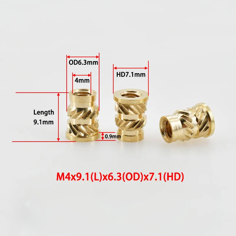 Copper Threaded Nut Inserts M2 M2.5 M3 M4 M5 M6 M8 Notebook 3D Print Flange T-Nuts Knurled Thread Hot Melt Heating Insert Nuts