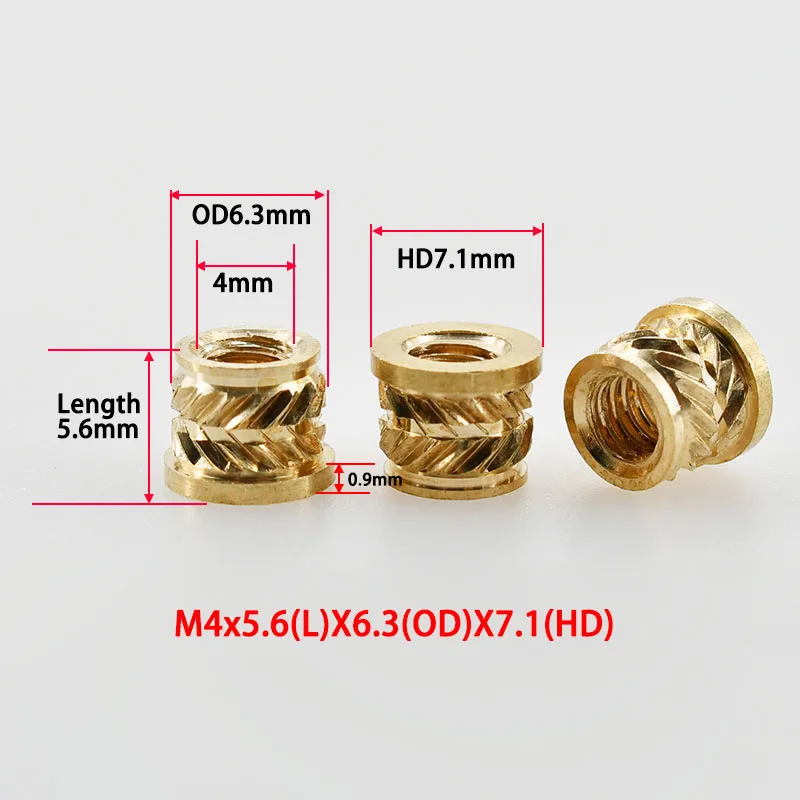 Copper Threaded Nut Inserts M2 M2.5 M3 M4 M5 M6 M8 Notebook 3D Print Flange T-Nuts Knurled Thread Hot Melt Heating Insert Nuts