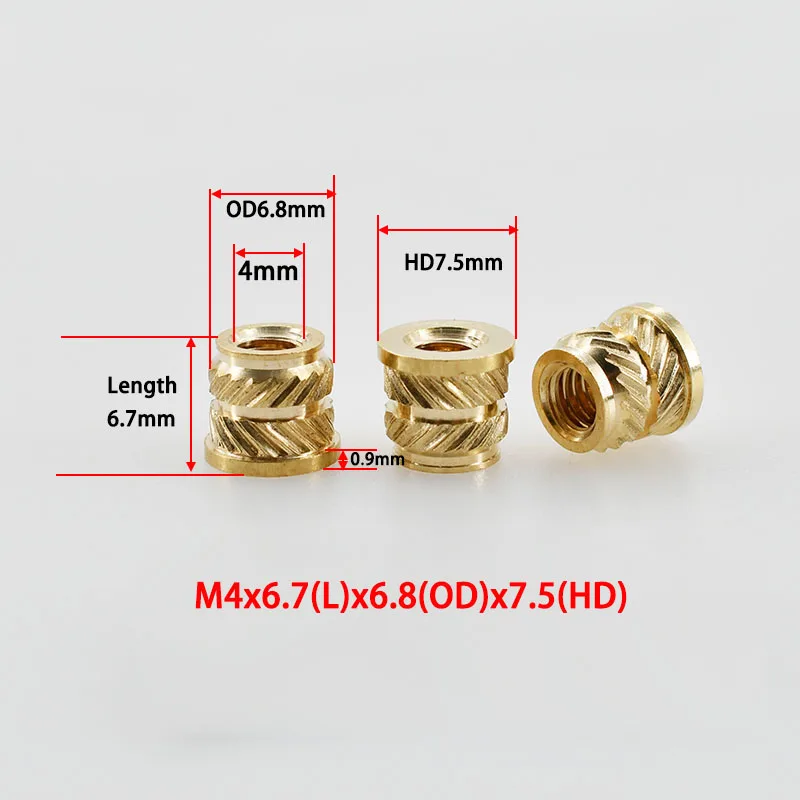 Copper Threaded Nut Inserts M2 M2.5 M3 M4 M5 M6 M8 Notebook 3D Print Flange T-Nuts Knurled Thread Hot Melt Heating Insert Nuts