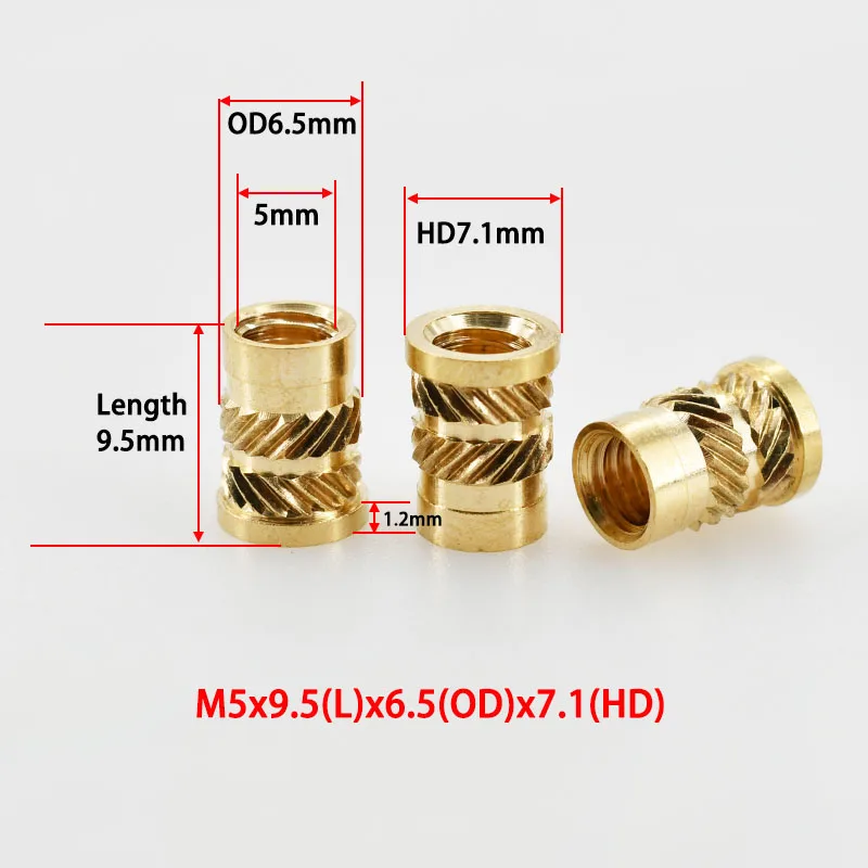 Copper Threaded Nut Inserts M2 M2.5 M3 M4 M5 M6 M8 Notebook 3D Print Flange T-Nuts Knurled Thread Hot Melt Heating Insert Nuts
