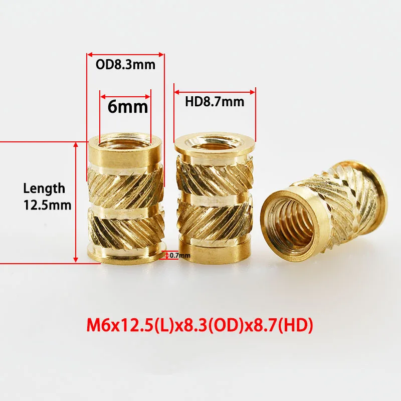 Copper Threaded Nut Inserts M2 M2.5 M3 M4 M5 M6 M8 Notebook 3D Print Flange T-Nuts Knurled Thread Hot Melt Heating Insert Nuts