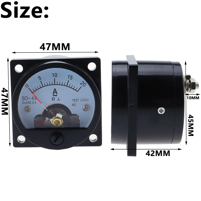 SO-45 AC Analog Ammeter 1A 2A 3A 5A 10A 15A 20A 30A 50A etc, Pointer meter/Current Meter/Panel Meter