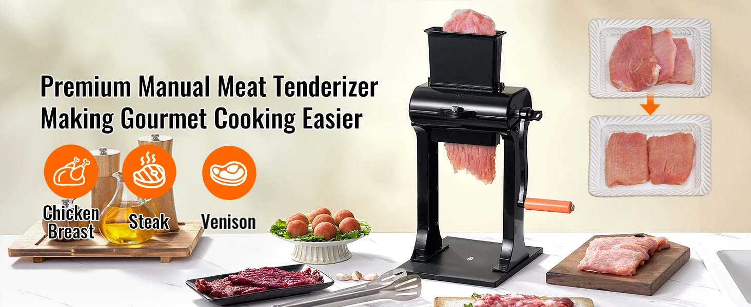 SucceBuy Commercial Meat Tenderizer Heavy Duty Stainless Steel Meat Tenderizer Machine Quick and Easy Manual Operation Kitchen