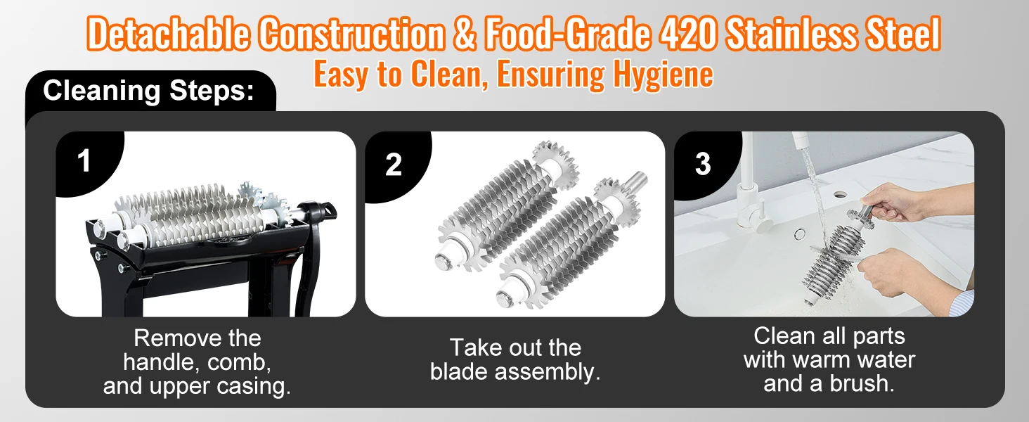 SucceBuy Commercial Meat Tenderizer Heavy Duty Stainless Steel Meat Tenderizer Machine Quick and Easy Manual Operation Kitchen