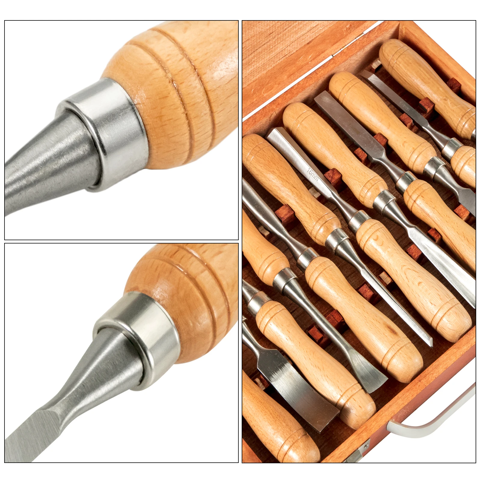 SucceBuy 12PCS Wood Carving Hand Chisel Set Lathe Knife DIY Turning Woodworking Professional Gouges Woodcraft Carpentry Tools