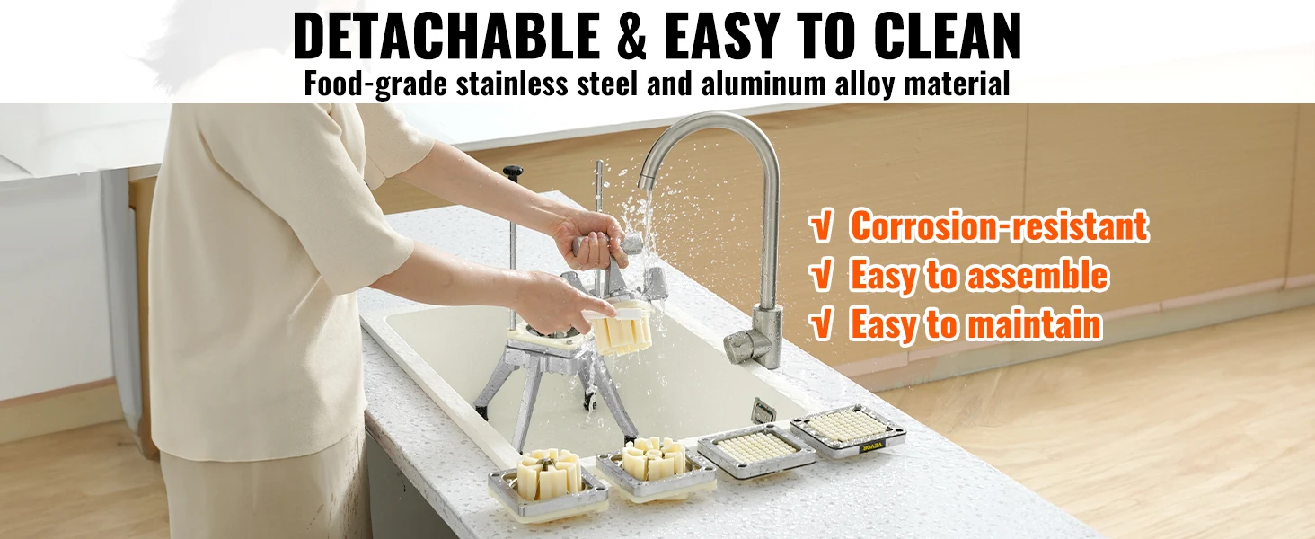 SucceBuy Commercial Vegetable Fruit Dicer Cutter Potato Slicer Chopper 4 Blades & Tray Manual Cutting Machine home appliance