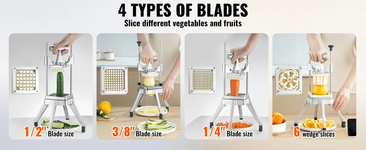 SucceBuy Commercial Vegetable Fruit Dicer Cutter Potato Slicer Chopper 4 Blades & Tray Manual Cutting Machine home appliance