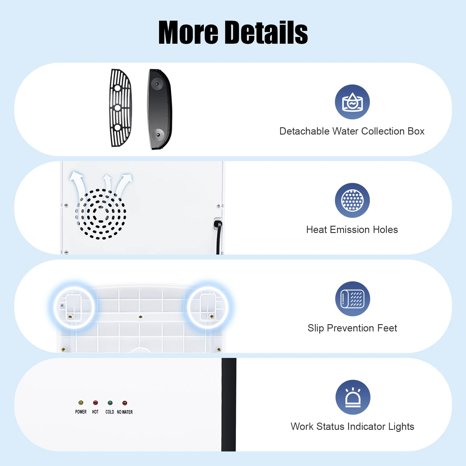 Electric Hot and Cold Water Cooler Dispenser, Versatile Standing Bottom Loading Water Dispenser for Home Office, 110V US/220V EU