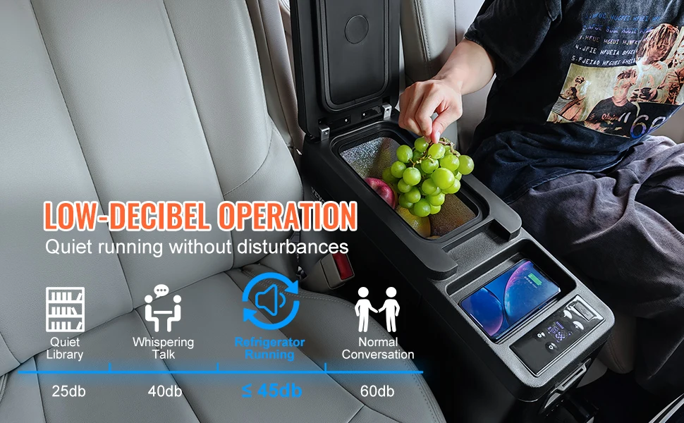 SucceBuy 8L Car RefrigeratorCar Armrest Refrigerator Fridge 8L Single Zone Freezer -4℉-68℉ Adjustable Range 12/24V DC and Cooler