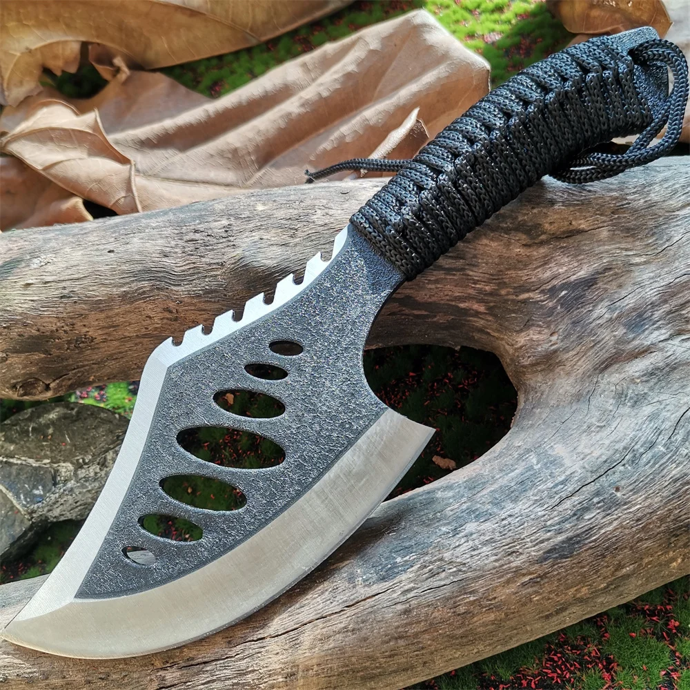 Stainless Steel Survival Hunting Tomahawk Ax - Lightweight Camping Hand Fire Ax with Paracord Handle and Nylon Sheath