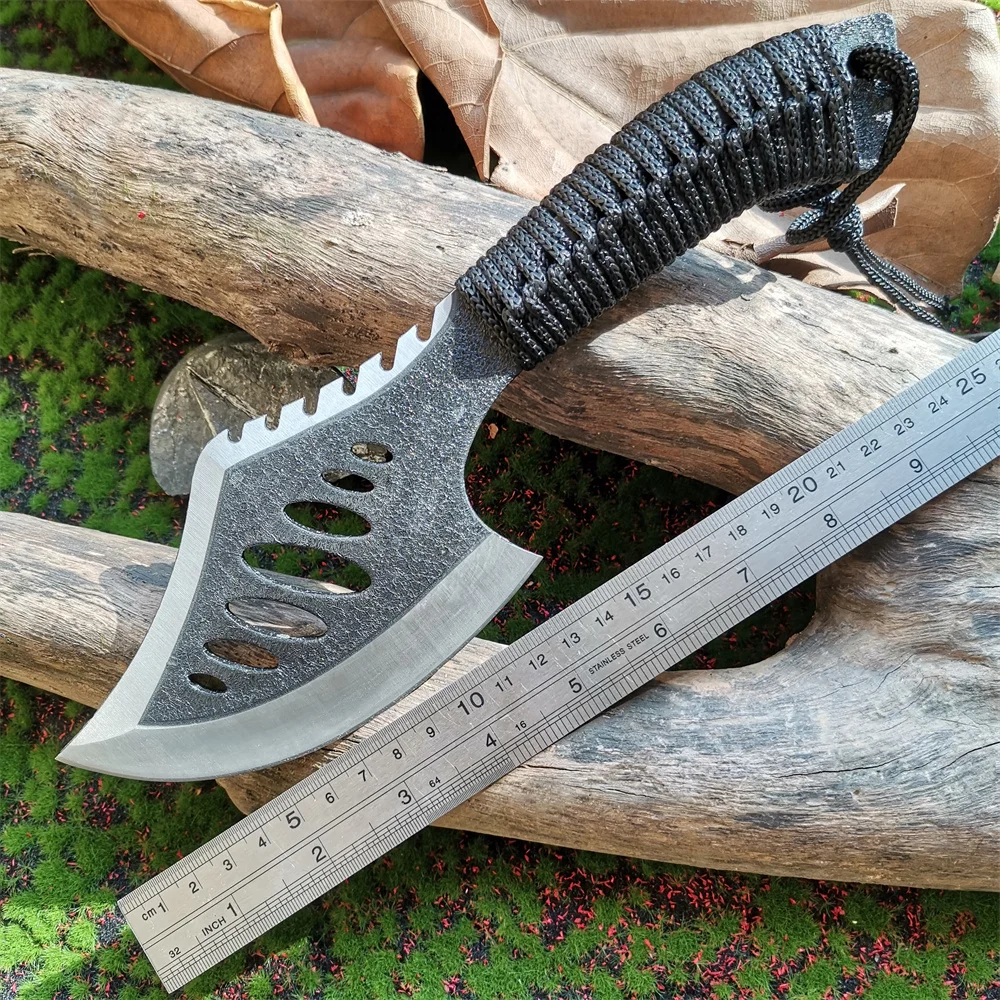 Stainless Steel Survival Hunting Tomahawk Ax - Lightweight Camping Hand Fire Ax with Paracord Handle and Nylon Sheath