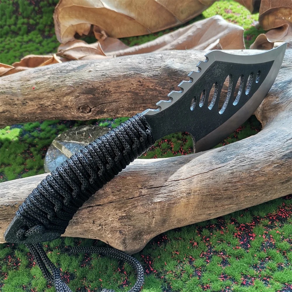 Stainless Steel Survival Hunting Tomahawk Ax - Lightweight Camping Hand Fire Ax with Paracord Handle and Nylon Sheath