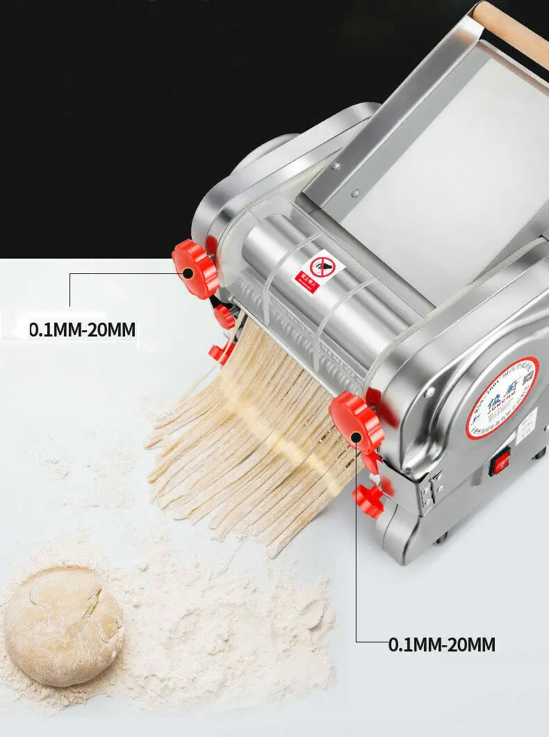 550W Electric Pasta Maker Noodle Machine Dumpling Skin Roller Steel Full Stainless Steel Dual Knife Noodle Maker For Commercial
