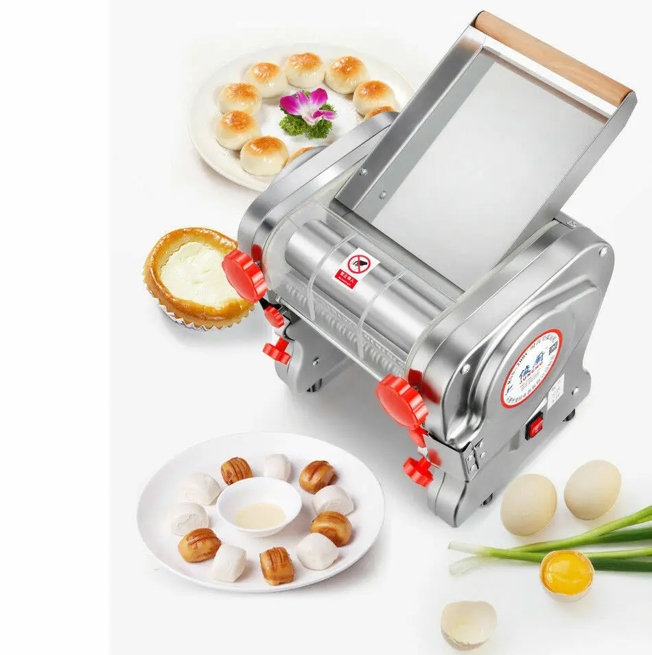 550W Electric Pasta Maker Noodle Machine Dumpling Skin Roller Steel Full Stainless Steel Dual Knife Noodle Maker For Commercial