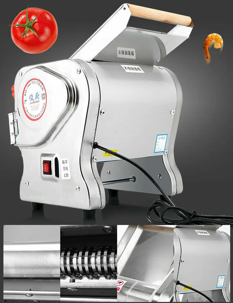 550W Electric Pasta Maker Noodle Machine Dumpling Skin Roller Steel Full Stainless Steel Dual Knife Noodle Maker For Commercial