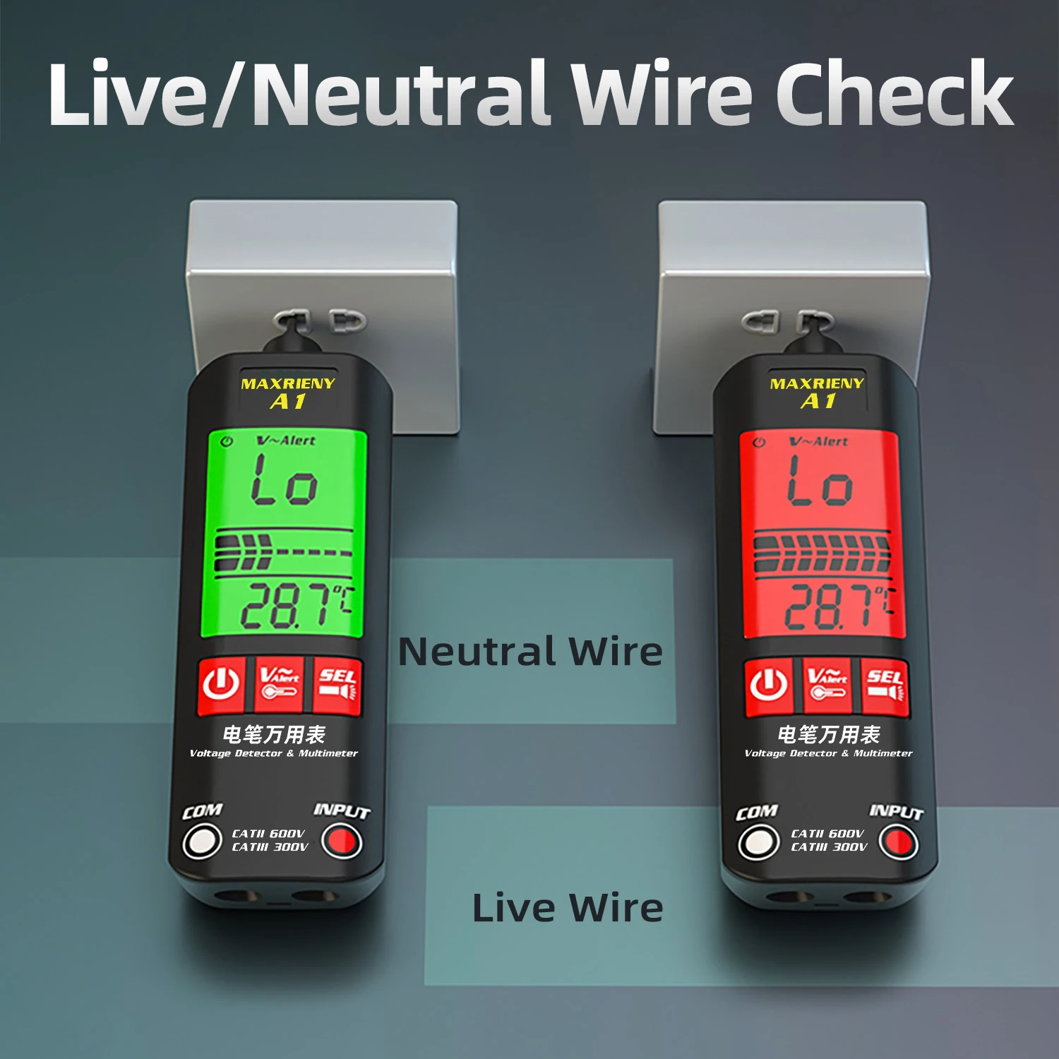 A1 Voltage Tester Smart Digital Multimeter Non-Contact Electrician Pen Detector Voltmeter Ac Live Wire Test Ohm Hz NCV Meter