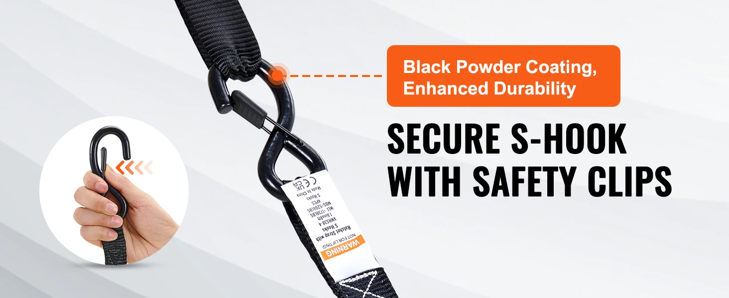 SucceBuy 4pcs Trailer Ratchet Tie Down Straps with Padded Handles Hook Brake Binding Belt for Moving Securing Cargo Motorcycle