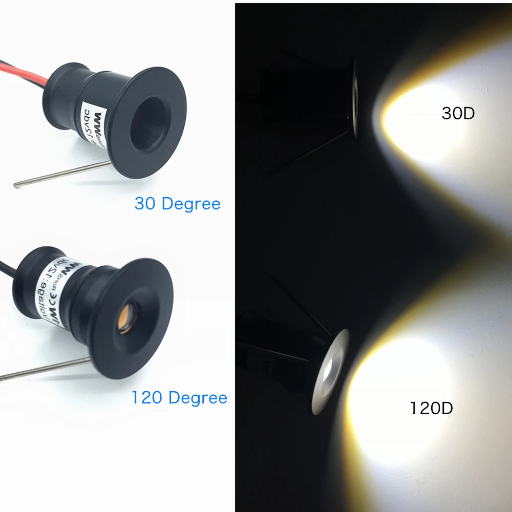 Mini LED Spotlight 1W IP65 Recessed Downlight Indoor 12V Dimmable Spot Light Ceiling Lamp Showcase Display Staircase Lighting