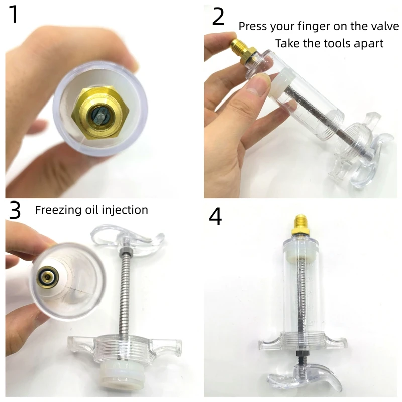 Auto A/C Oil/Dye Injector 1Oz with 134a Low Side Quick Coupler Adapter 1/4 Air Conditioning Repair Tools Manual Oiler Injection
