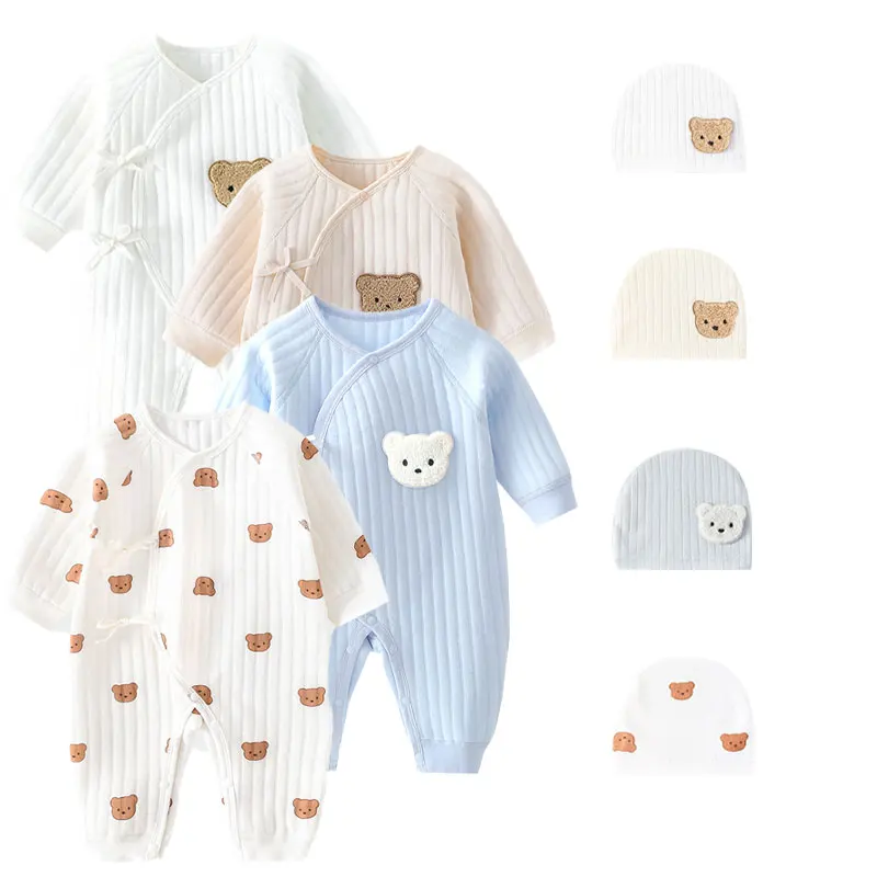 Somenie Boys Girls Bodysuit Newborn Winter Onesie Clothes Cotton Toddler Home Wear  0-6M Thickened Spring and Autumn Clothing