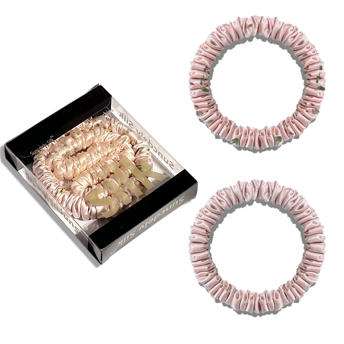 2PCS Box 100% Natural Silk Solid Color Hair Ties High Quality Hair Scrunchies (22Momme) Women Big Hairbands Hair Accessories