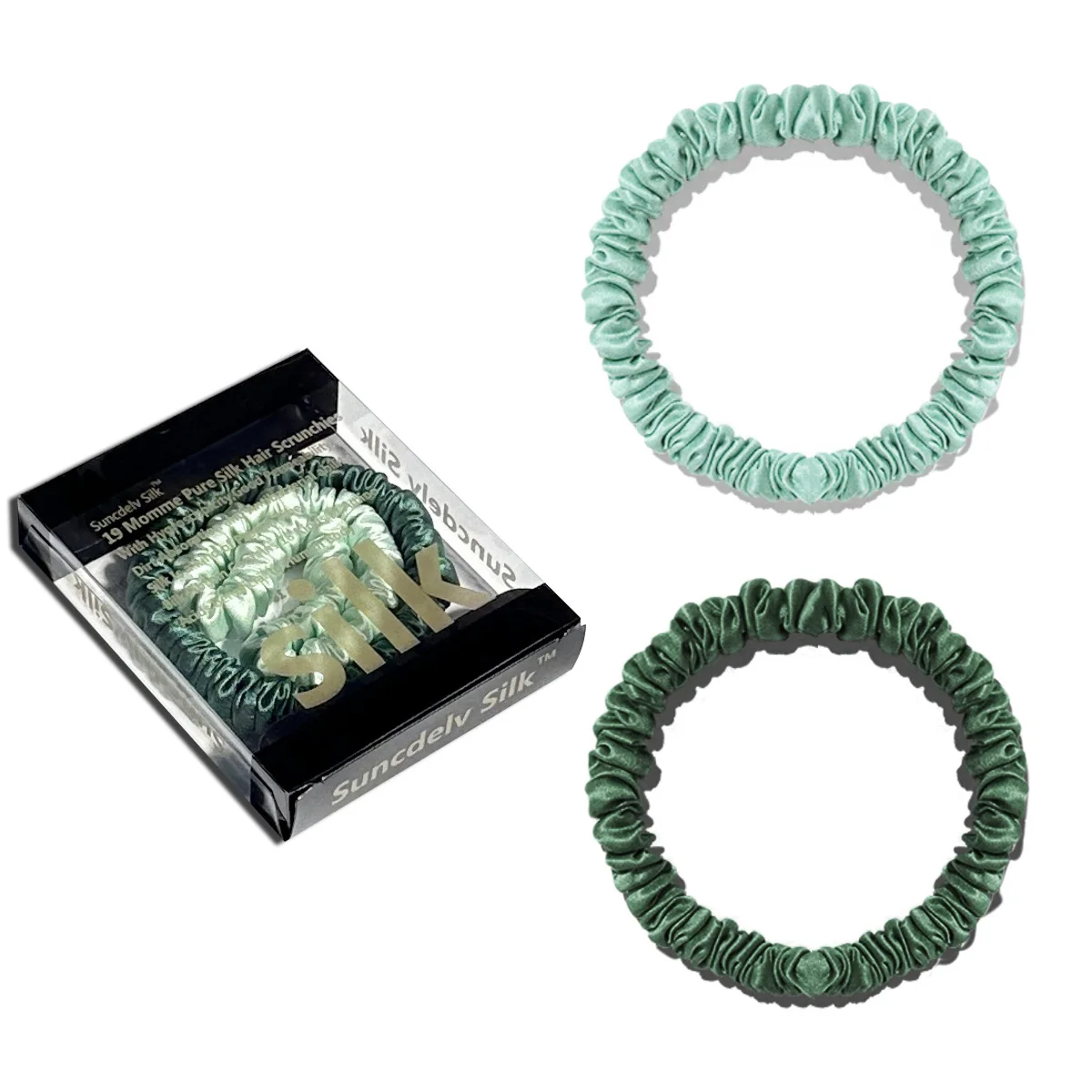 2PCS Box 100% Natural Silk Solid Color Hair Ties High Quality Hair Scrunchies (22Momme) Women Big Hairbands Hair Accessories
