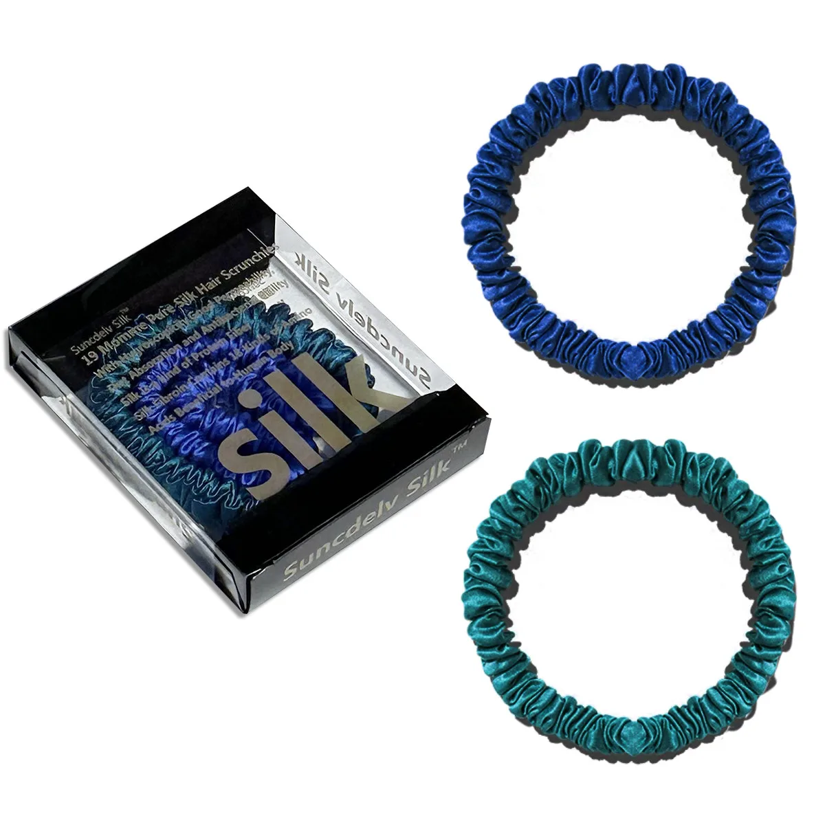 2PCS Box 100% Natural Silk Solid Color Hair Ties High Quality Hair Scrunchies (22Momme) Women Big Hairbands Hair Accessories