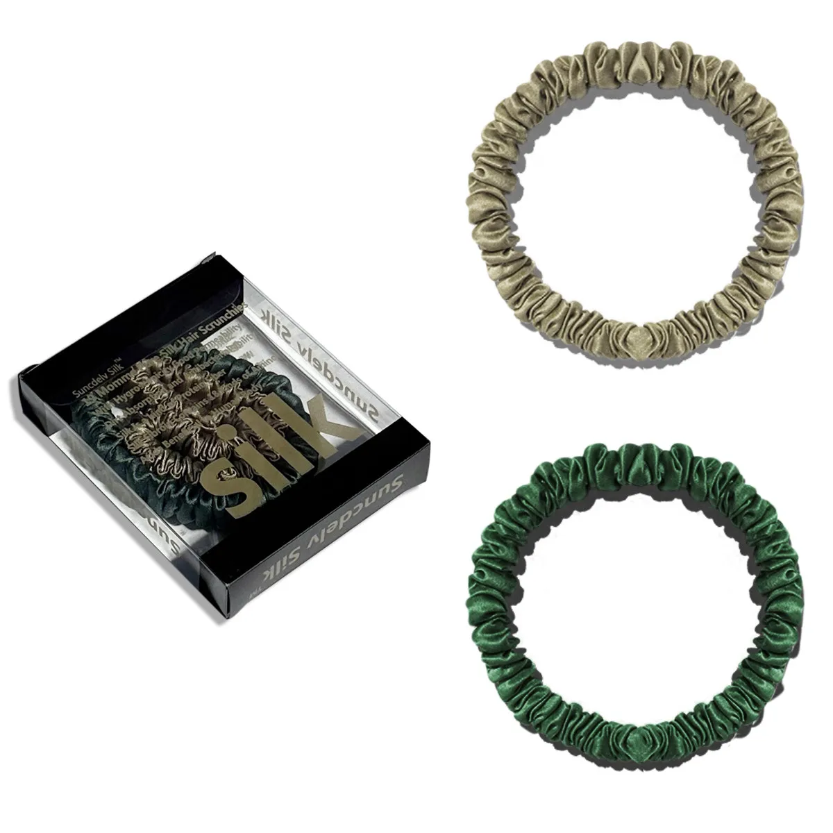 2PCS Box 100% Natural Silk Solid Color Hair Ties High Quality Hair Scrunchies (22Momme) Women Big Hairbands Hair Accessories
