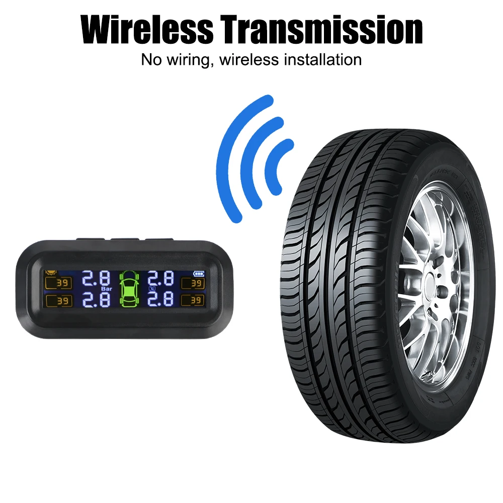 Tire Pressure Monitoring System Temperature Warning New C External Battery Version Sensors Solar TPMS Car Tyre Pressure Monitor