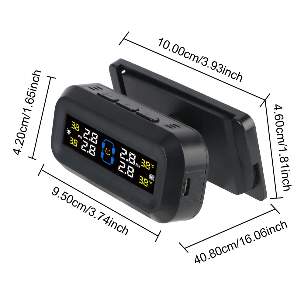 Tire Pressure Monitoring System Temperature Warning New C External Battery Version Sensors Solar TPMS Car Tyre Pressure Monitor