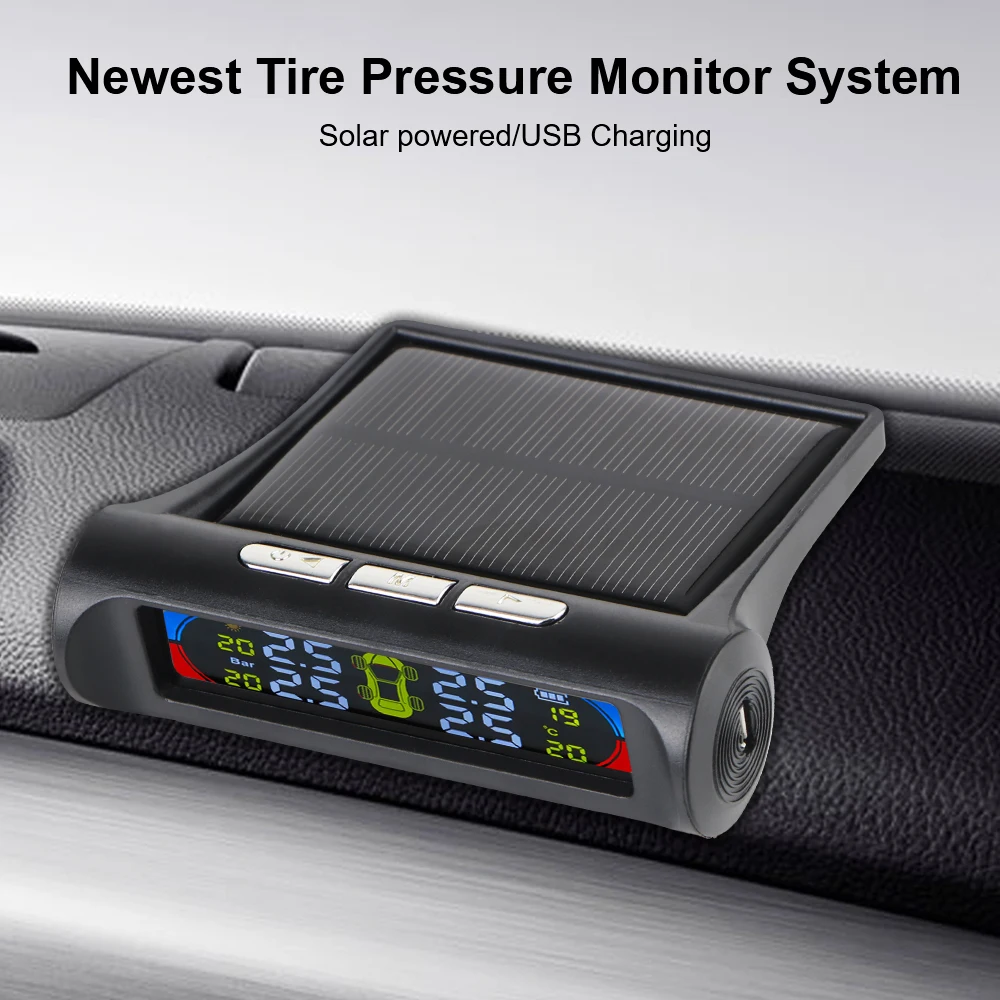Tire Pressure Monitoring System Temperature Warning New C External Battery Version Sensors Solar TPMS Car Tyre Pressure Monitor
