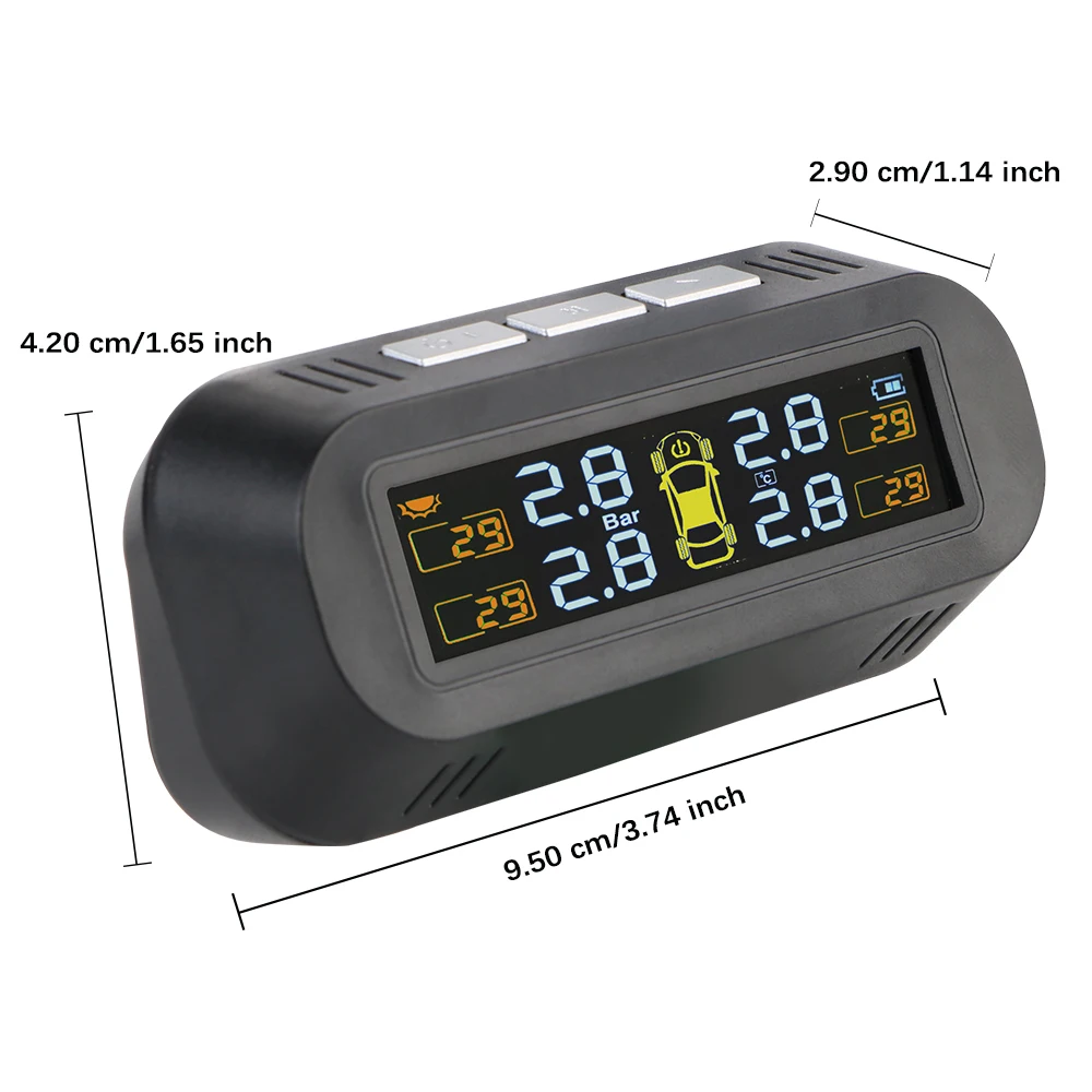 Tire Pressure Monitoring System Temperature Warning New C External Battery Version Sensors Solar TPMS Car Tyre Pressure Monitor