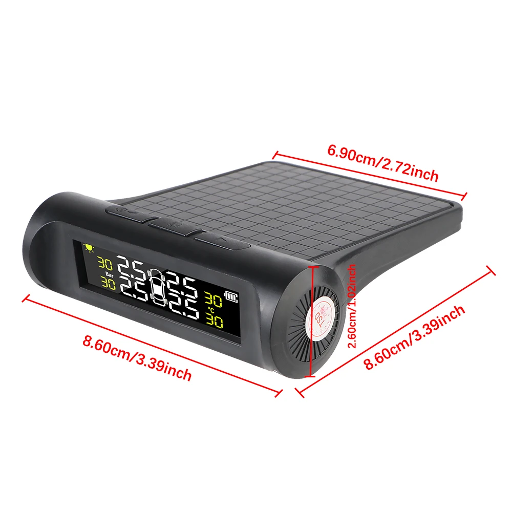 Tire Pressure Monitoring System Temperature Warning New C External Battery Version Sensors Solar TPMS Car Tyre Pressure Monitor