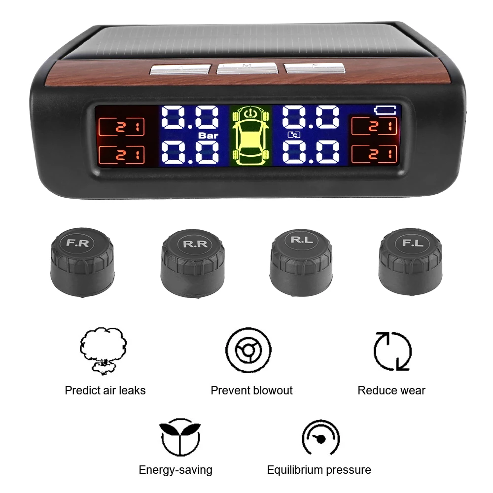 Tire Pressure Monitoring System Temperature Warning New C External Battery Version Sensors Solar TPMS Car Tyre Pressure Monitor