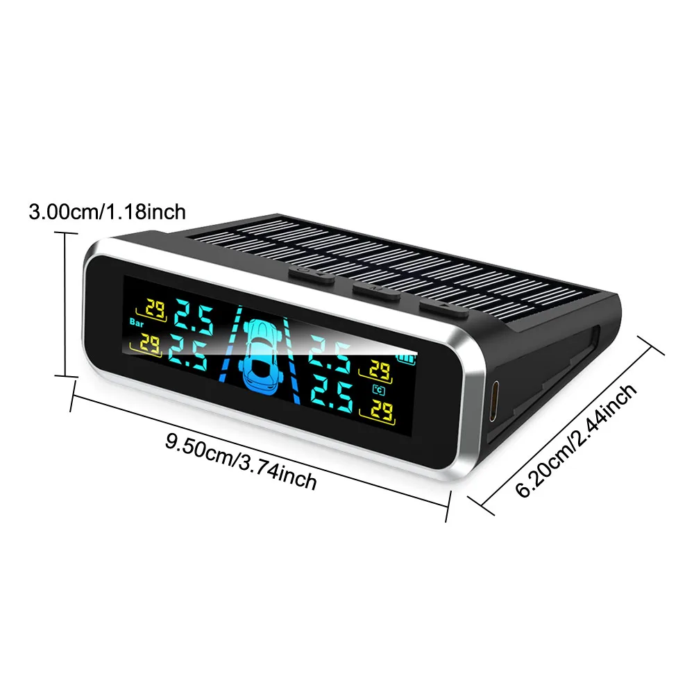 Tire Pressure Monitoring System Temperature Warning New C External Battery Version Sensors Solar TPMS Car Tyre Pressure Monitor