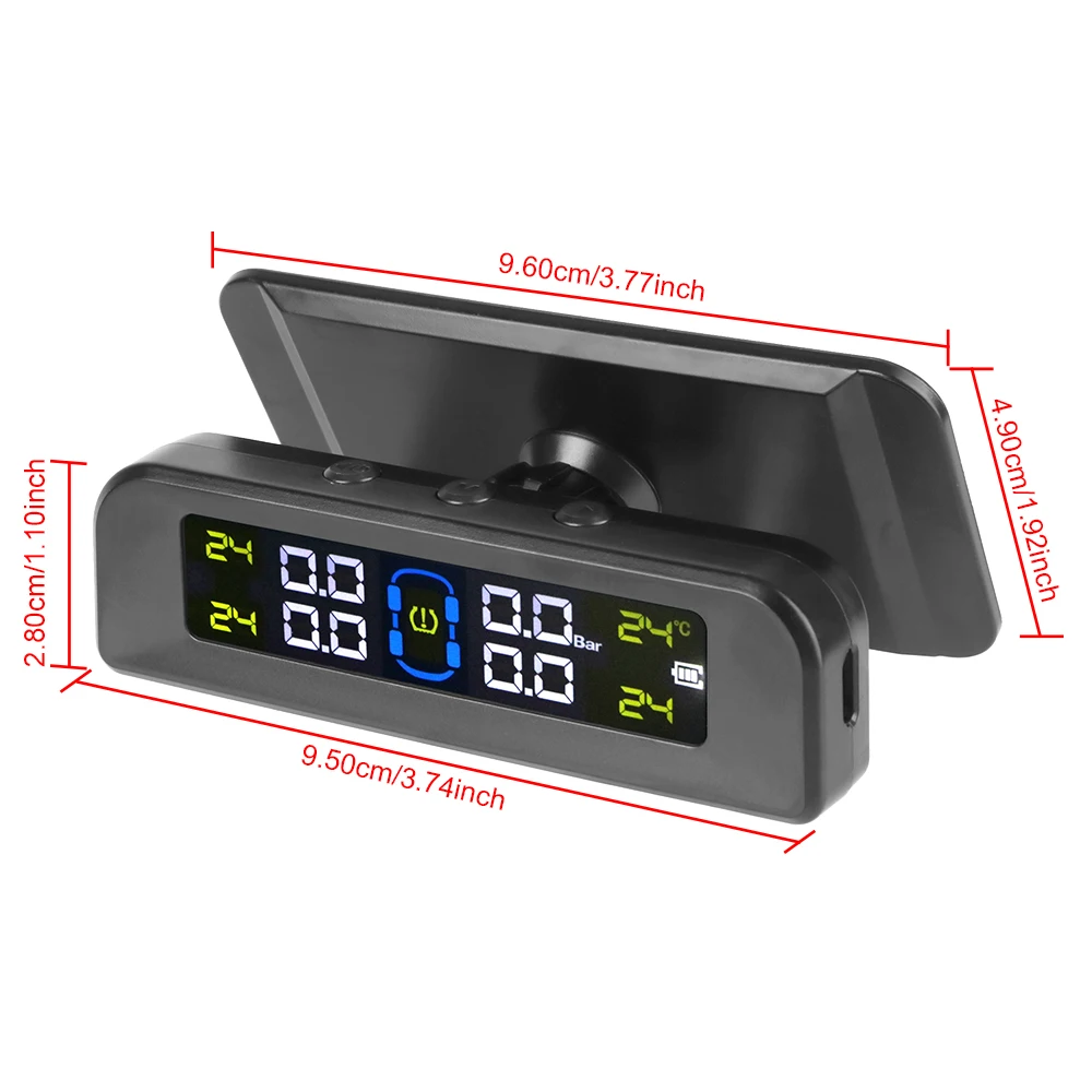 Tire Pressure Monitoring System Temperature Warning New C External Battery Version Sensors Solar TPMS Car Tyre Pressure Monitor