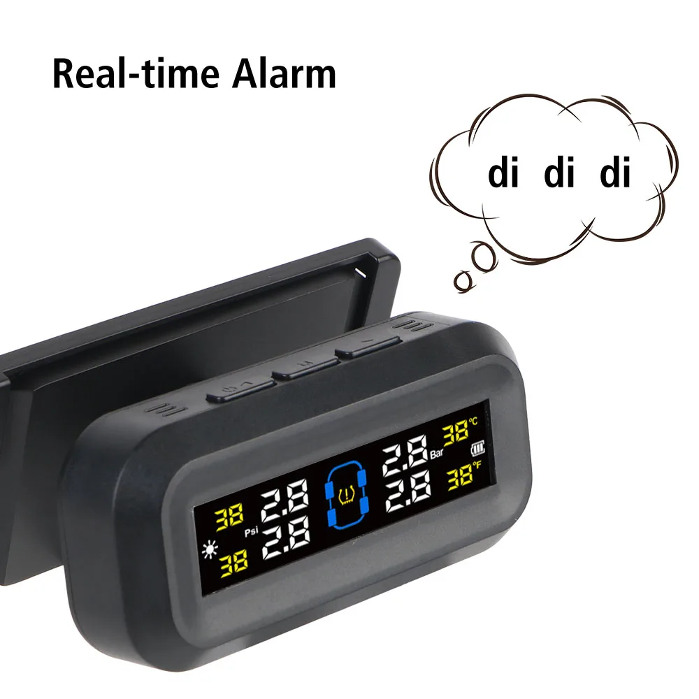 Tire Pressure Monitoring System Temperature Warning New C External Battery Version Sensors Solar TPMS Car Tyre Pressure Monitor