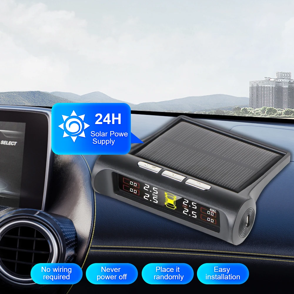 Tire Pressure Monitoring System Temperature Warning New C External Battery Version Sensors Solar TPMS Car Tyre Pressure Monitor